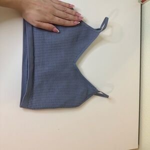 Blue Textured Crop Top